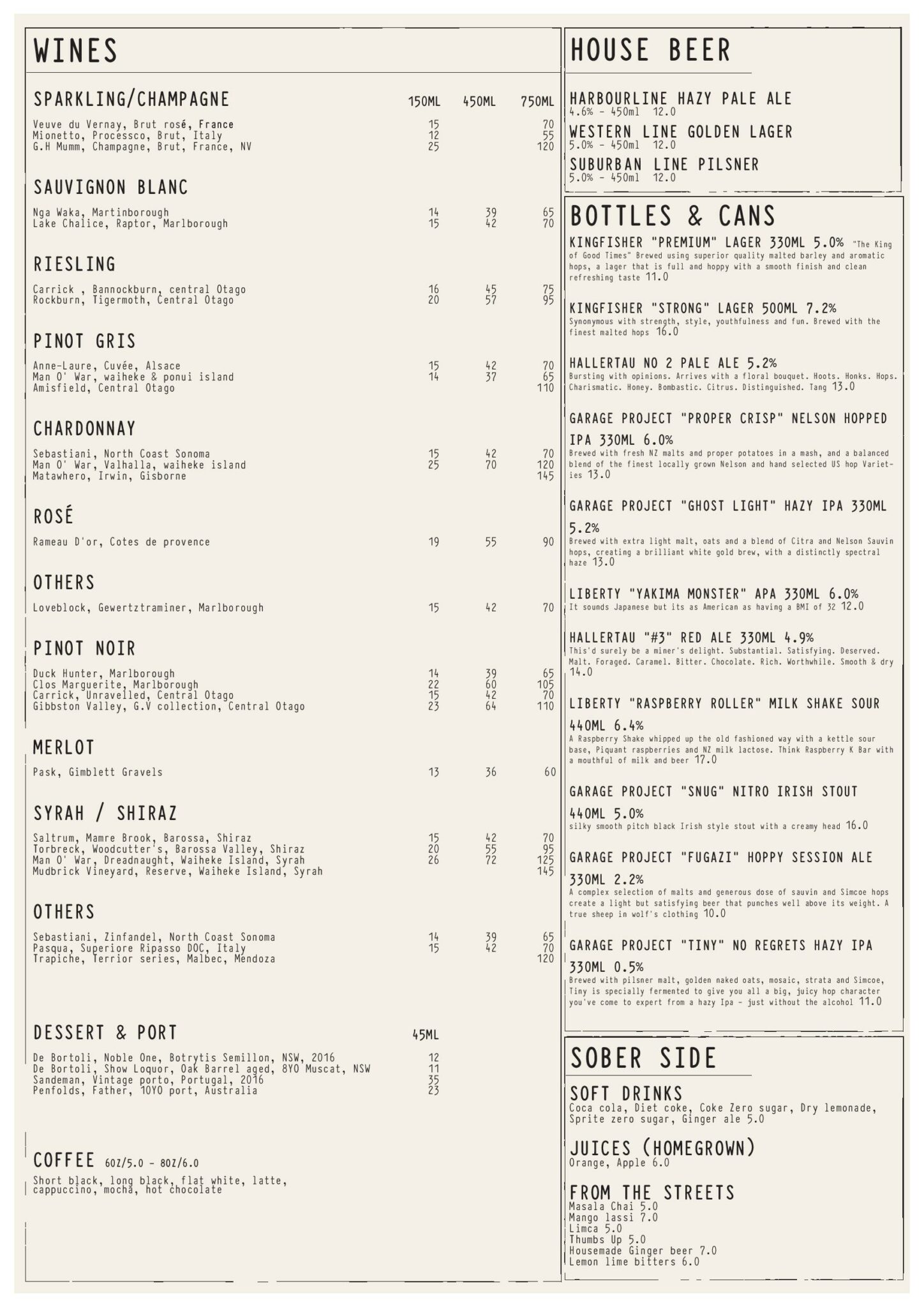 Drinks Menu VT STATION